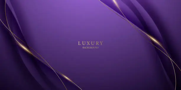 Vector illustration of purple abstract background with luxury golden elements vector illustration