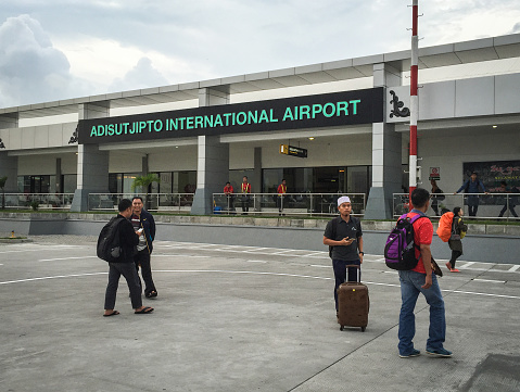 Yogyakarta, Indonesia - Apr 13, 2016. People at Adisutjipto Airport in Yogyakarta, Indonesia. The Airport is the 4th busiest airport in the region of Java-Bali.