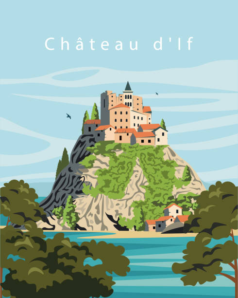 plakat podróżniczy château d'if france - banner backgrounds medieval history stock illustrations