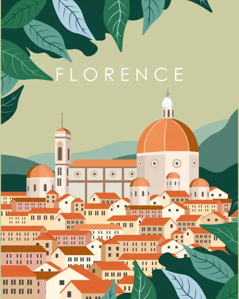 Vector illustration of Florence Italy travel poster