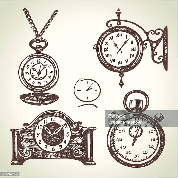Ilustración de Conjunto Dibujados A Mano De Relojería y más Vectores Libres de Derechos de Anticuado - Anticuado, Cronometrador, Cronómetro