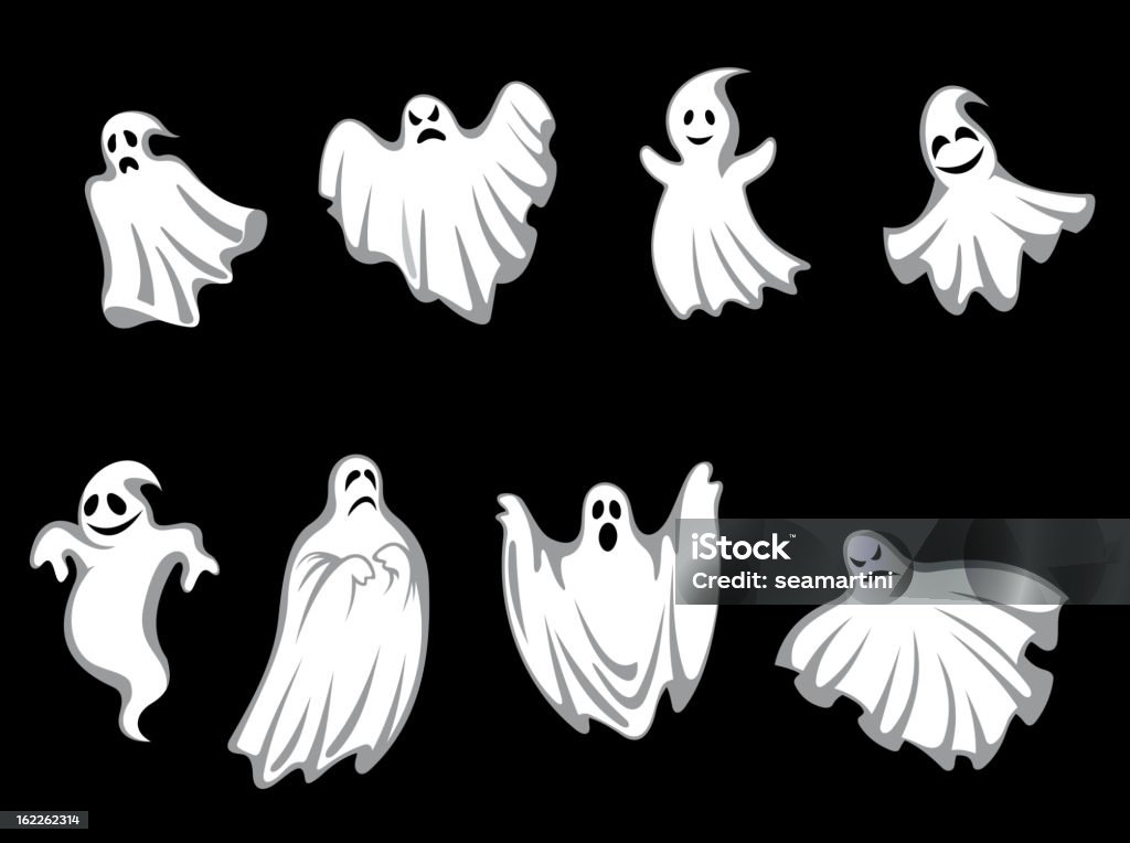 Mystery halloween ghosts Set of ghosts for halloween holiday design isolated on background Cartoon stock vector