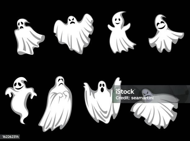 Mystery Halloween Ghosts Stock Illustration - Download Image Now - Cartoon, Dead, Death