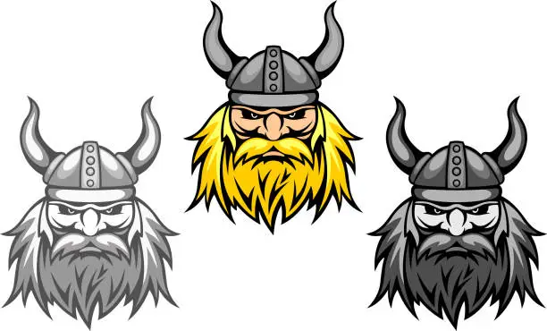 Vector illustration of Agressive viking warriors