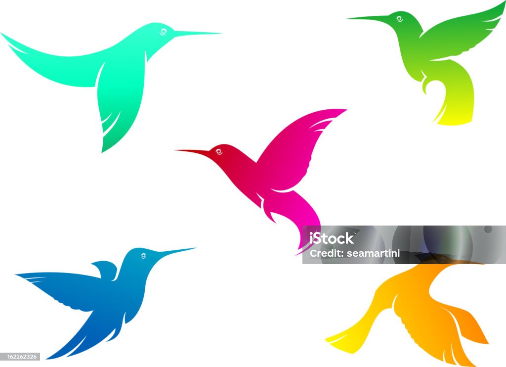 Voar cor Colibris - Royalty-free Animal arte vetorial