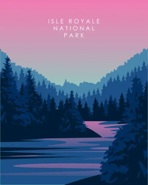 Vector illustration of Isle Royale National Park poster