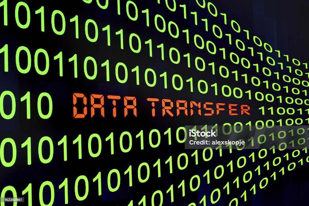 Data transfer Close up of Data transfer concept Binary Code Stock Photo