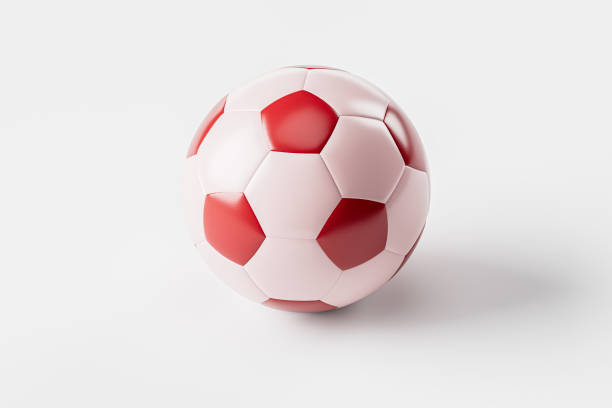 istock Red and white soccer ball on white background 1622637332