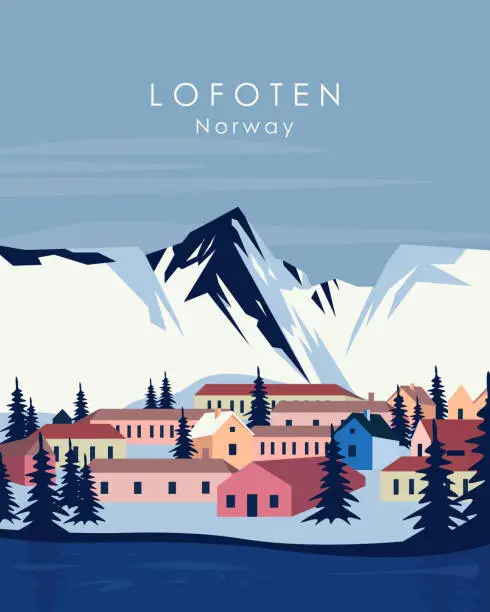 Vector illustration of Lofoten