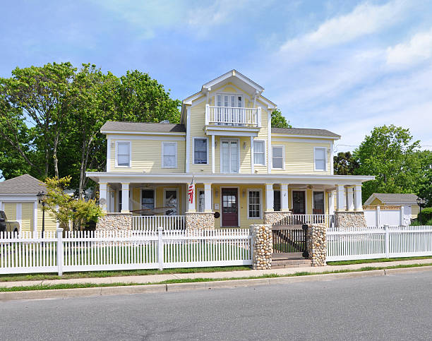 istock American Four Square Colonial McMansion Style Home White Picket Fence 162264471