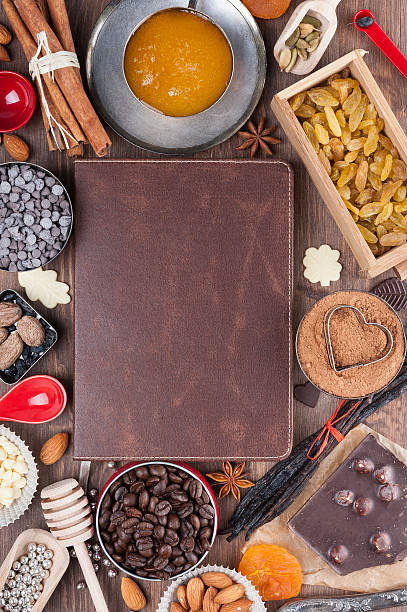 recetas sweet vacaciones - chocolate book brown book cover fotografías e imágenes de stock