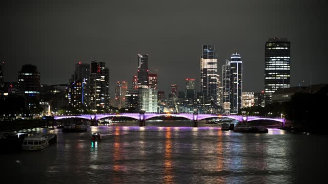 Night view from Westminster Bridge, Time Lapse