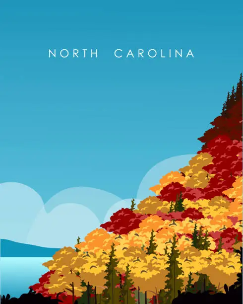 Vector illustration of North Carolina USA travel poster