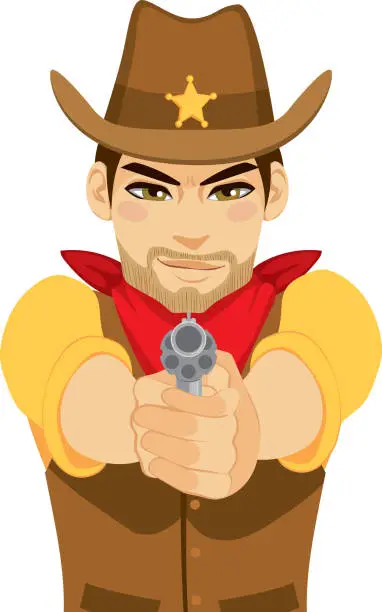 Vector illustration of Cowboy Shooting Gun