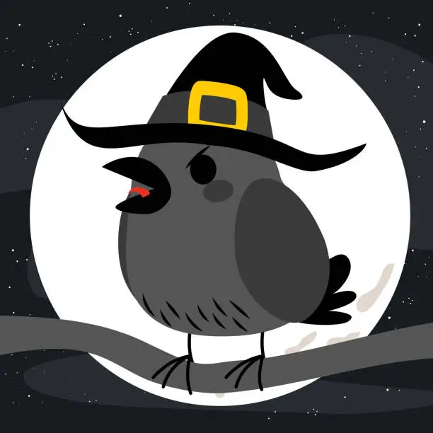 Vector illustration of Halloween Crow