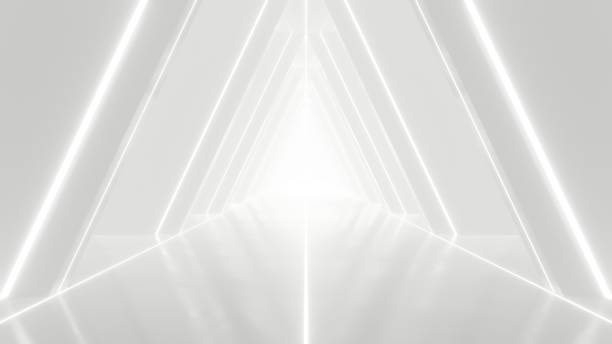 istock Abstract white futuristic geometric tunnel, architecture design concept, 3d rendering. 1622704631