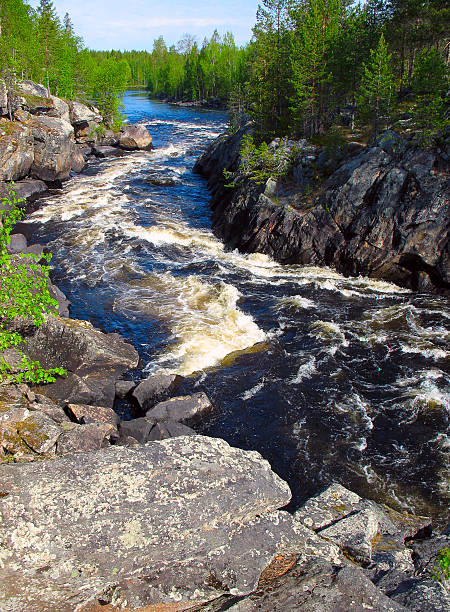 Mountain river in Karelia (Russia) stock photo