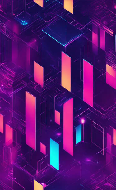 istock Neon punk Abstract technology blue background geometric, digital, cyber. 1622720679