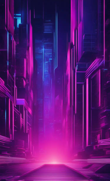 istock Neon punk Abstract technology blue background geometric, digital, cyber. 1622723433