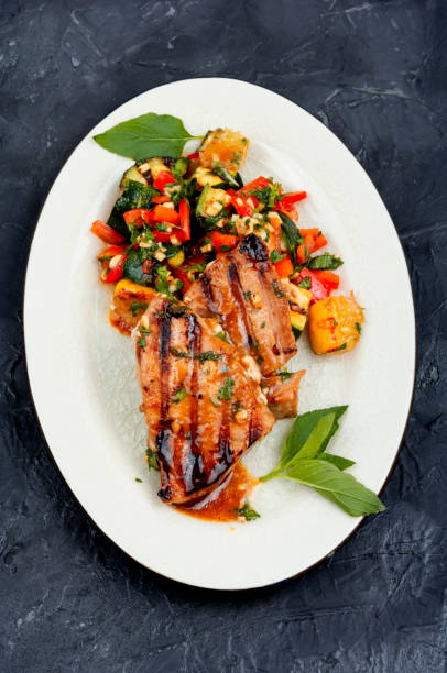istock Tuna steak fried with grilled vegetables. 1622723974