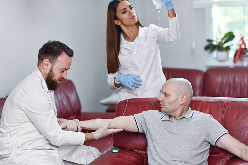 Anxiety Shown By Patient During IV Drip Chemotherapy
