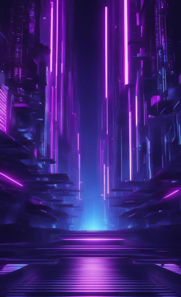 istock Neon punk Abstract technology blue background geometric, digital, cyber. 1622728826
