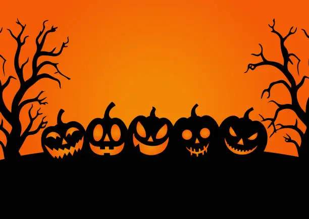 Vector illustration of Halloween background with pumpkins