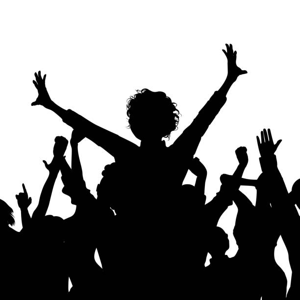 istock Silhouette of a party audience in black on white 1622750234