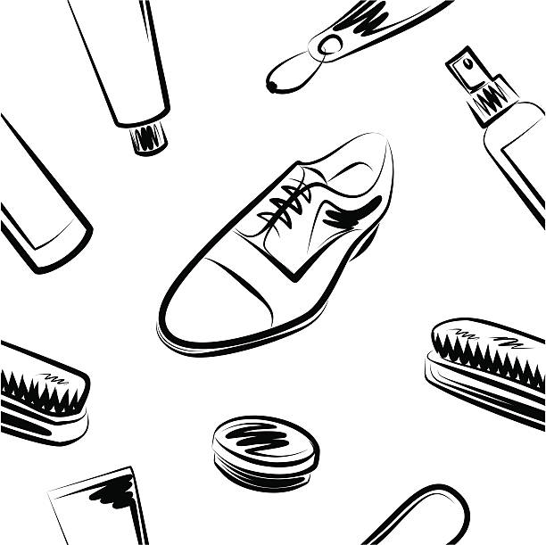 Seamless pattern-shoe polish and man shoe vector art illustration