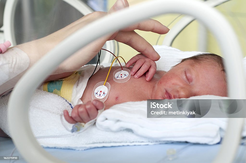 Newborn baby in incubator Newborn Premature Incubator  Premature Stock Photo