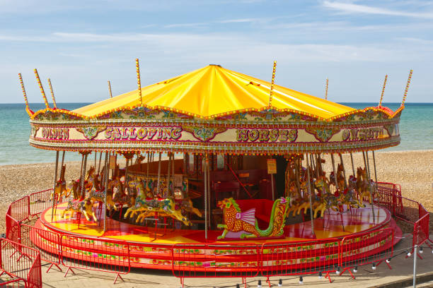 colorful carousel lights at night