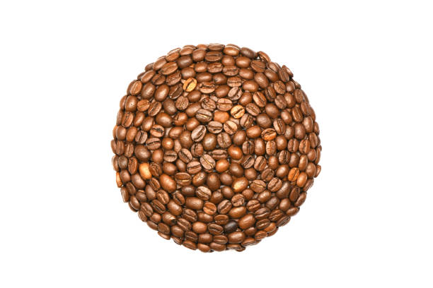istock Coffee plate made from roasted coffee beans isolated on white background. Top view 1622769134