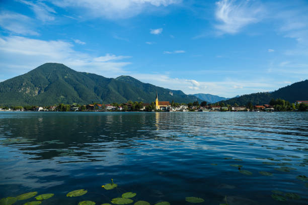 Rottach-Egern with water lilies in Tegernsee