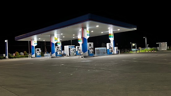 gas station at night