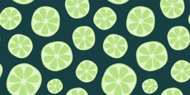 wzór bez szwu wapna. jasne kolorowe zielone niekończące się tło z owocami cytrusowymi - grapefruit backgrounds circle citrus fruit stock illustrations