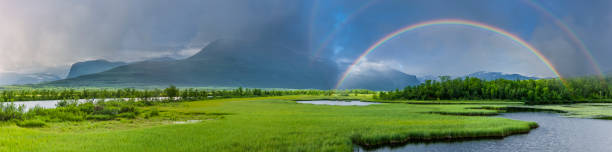 istock River landscape with rainbow in Lapland, Sweden 1622795323