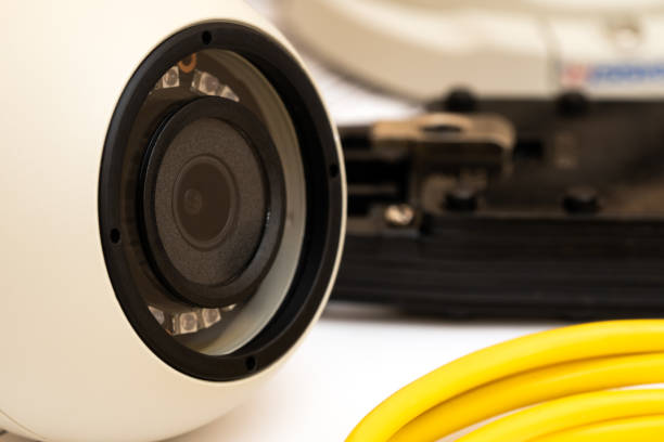 istock Security cctv cameras on the table close up. Video surveillance background 1622836621