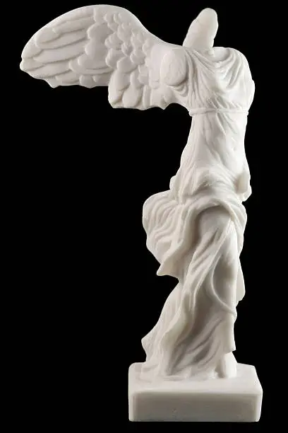 Victory ( Nike) of Samothrace replica studio shot. The original was created around 190 BC , and was discovered at 1863 in the island Samothrace in Greece