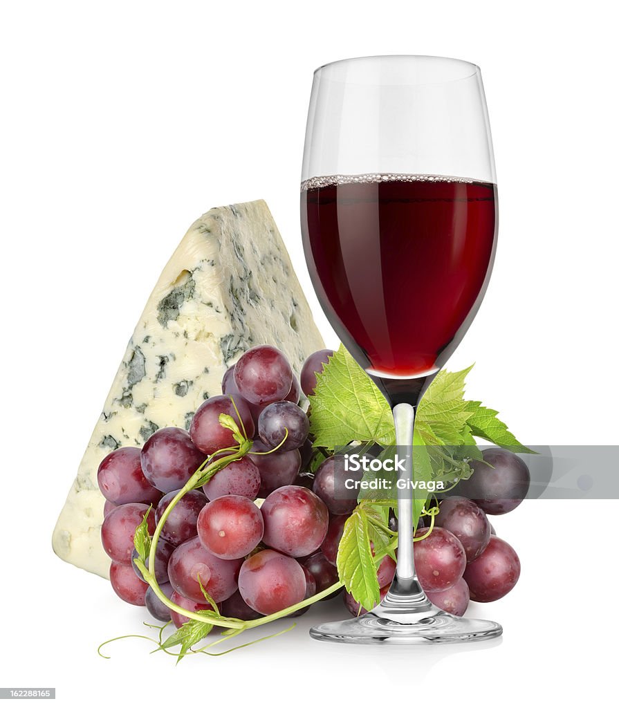 Kieliszek do wina, ser i winogron - Zbiór zdjęć royalty-free (Alkohol - napój)