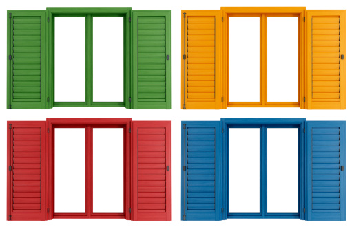Set of colorful windows isolated on white - rendering