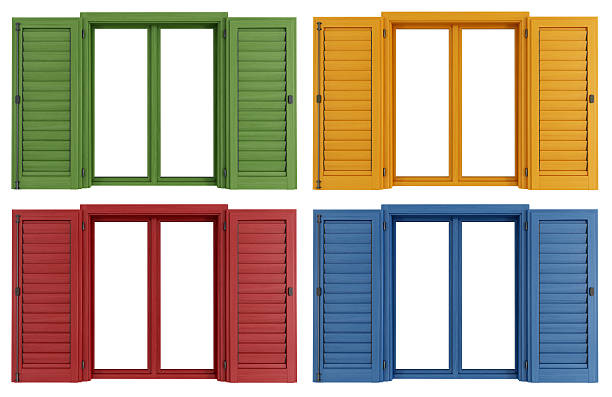 colorful windows Set of colorful windows isolated on white - rendering shutter stock pictures, royalty-free photos & images