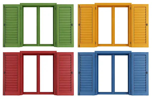 Set of colorful windows isolated on white - rendering