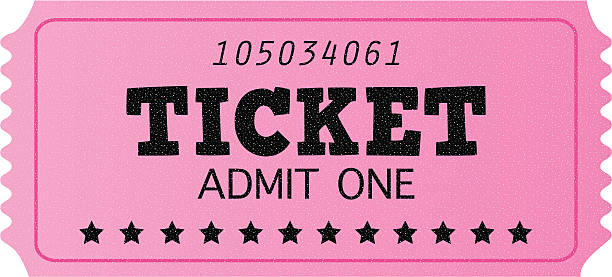 Pink cinema retro admit one ticket isolated on white vector art illustration