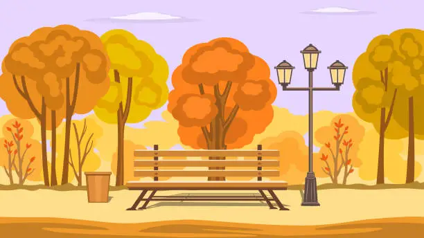 Vector illustration of Autumn city park vector illustration