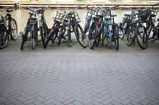 Row of bicycles in Amsterdam