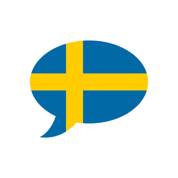 speech bubble with flag of Sweden, Swedish language concept, vector design element, svenska speech bubble with flag of Sweden, Swedish language concept, simple vector design element, svenska political joke stock illustrations