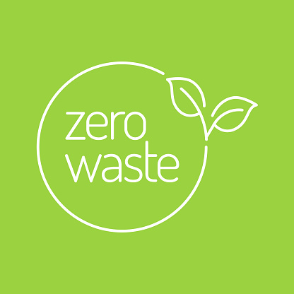 Zero waste Label Icon Design. Green Recycling Symbol. Planet and Ecological Protection Concept.