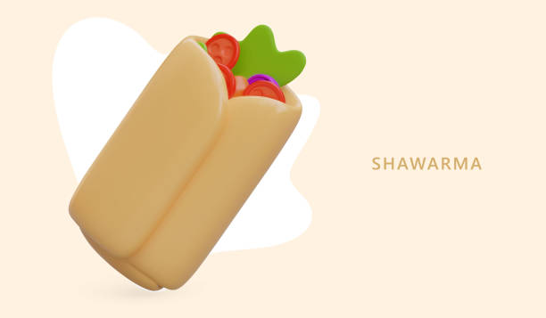 istock 3D shawarma on colored background. Vegetarian pita with vegetable filling 1622995576