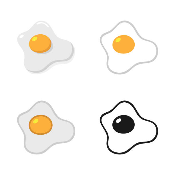 zestaw ikon jajka sadzonego. - chicken eggs animal egg cartoon stock illustrations