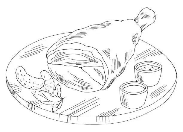 Vector illustration of Knuckle food graphic black white sketch illustration vector